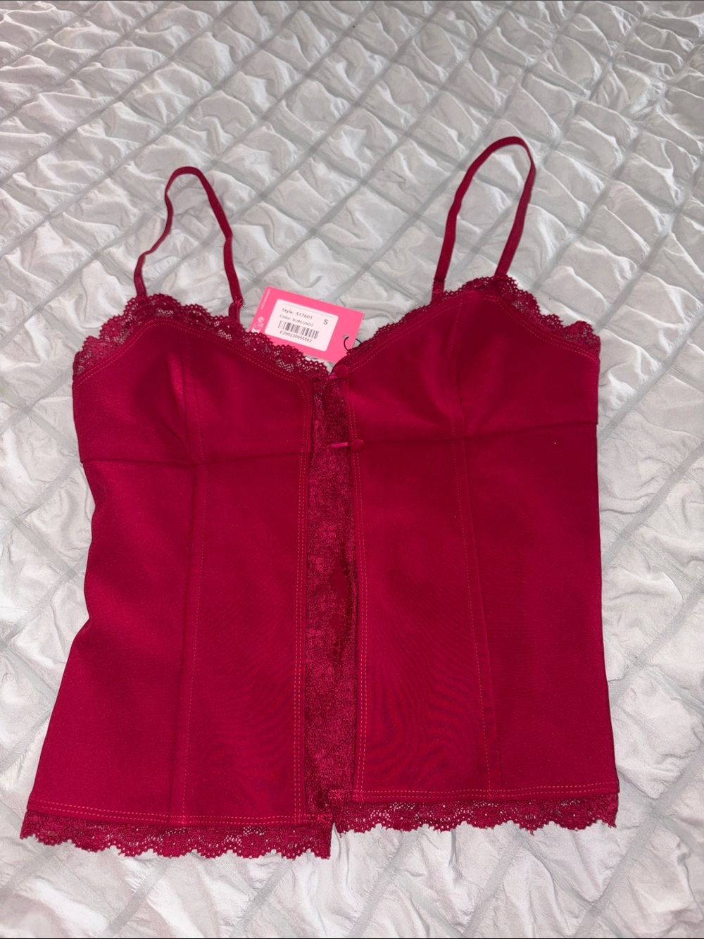 Edikted Red Lace Trim Cami Top